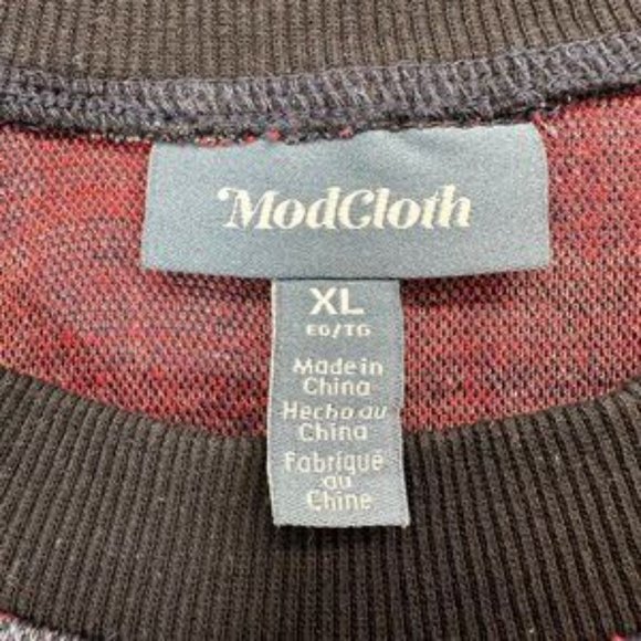 ModCloth Snug as a Hug Plaid Mini Dress Grey Red Long Sleeve Size XL - Picture 3 of 5